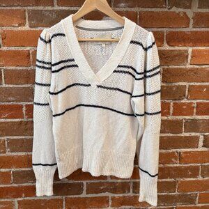 Brochu Walker "Sasha" Cotton Merino V Neck Sweater Size Small